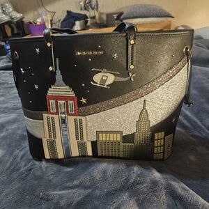 Michael Kors Black and Silver Cityscape Tote